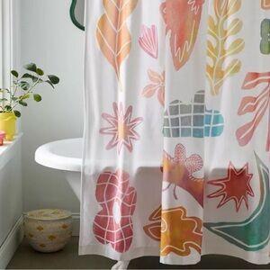 Vibrant Orange and Pink Shower Curtain for a Stylish Bath
